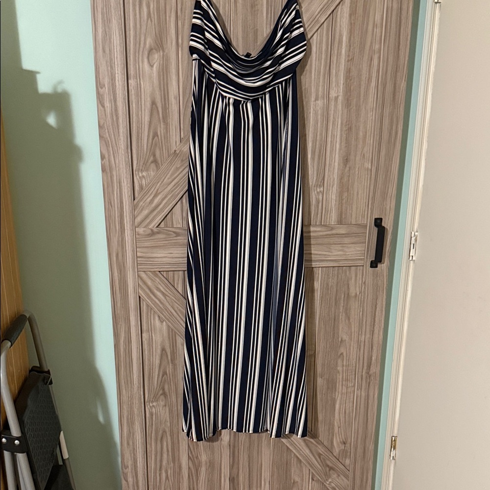 Banana Republic Striped Maxi Dress in Navy and Cream